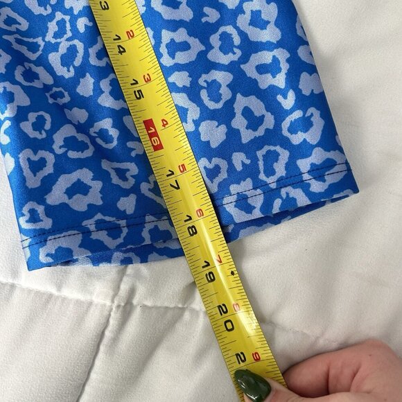 Womens Medium M Goldsheep Shorts Athletic Bermuda Biker Cheetah Print Blue - Picture 2 of 6